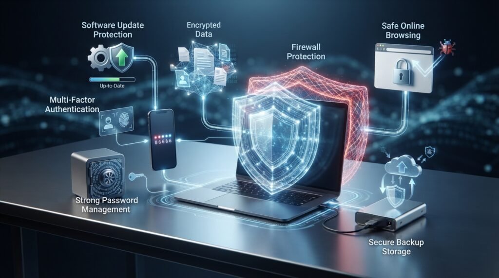 Cybersecurity best practices for protecting devices and digital information