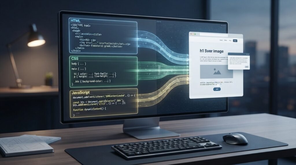 HTML CSS and JavaScript working together to create a website