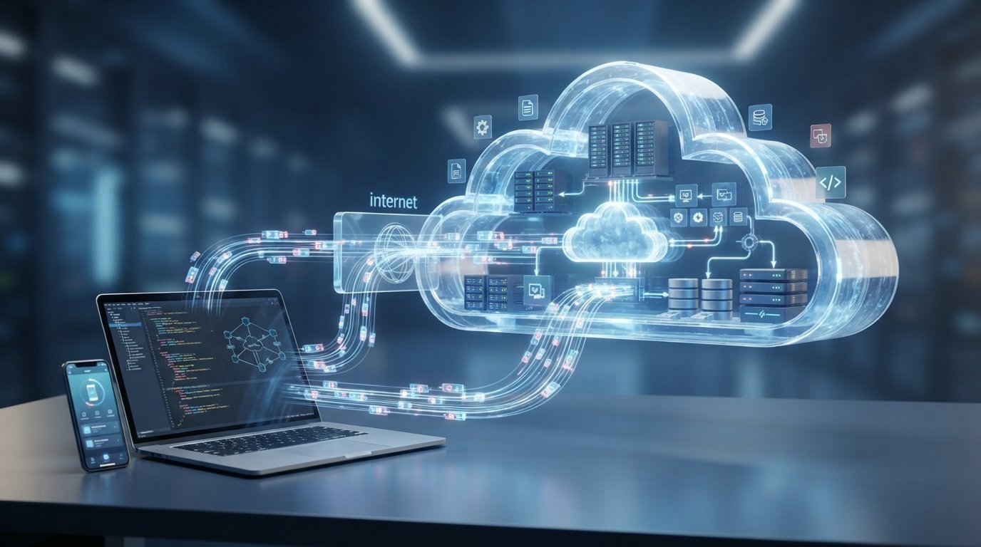 Cloud computing with servers storage and internet services