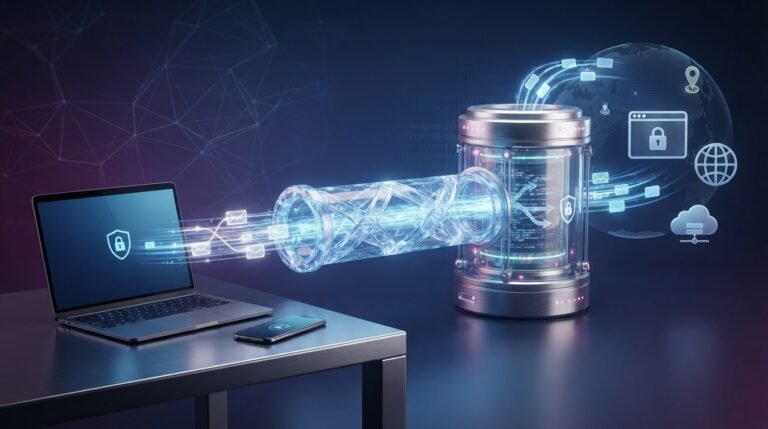 VPN protecting internet traffic between a device and VPN server