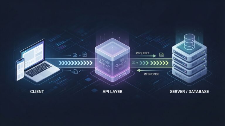 API connecting a client application with a server to exchange data